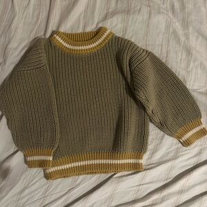 Cozy Knit Sweater with Sage with Yellow Accents